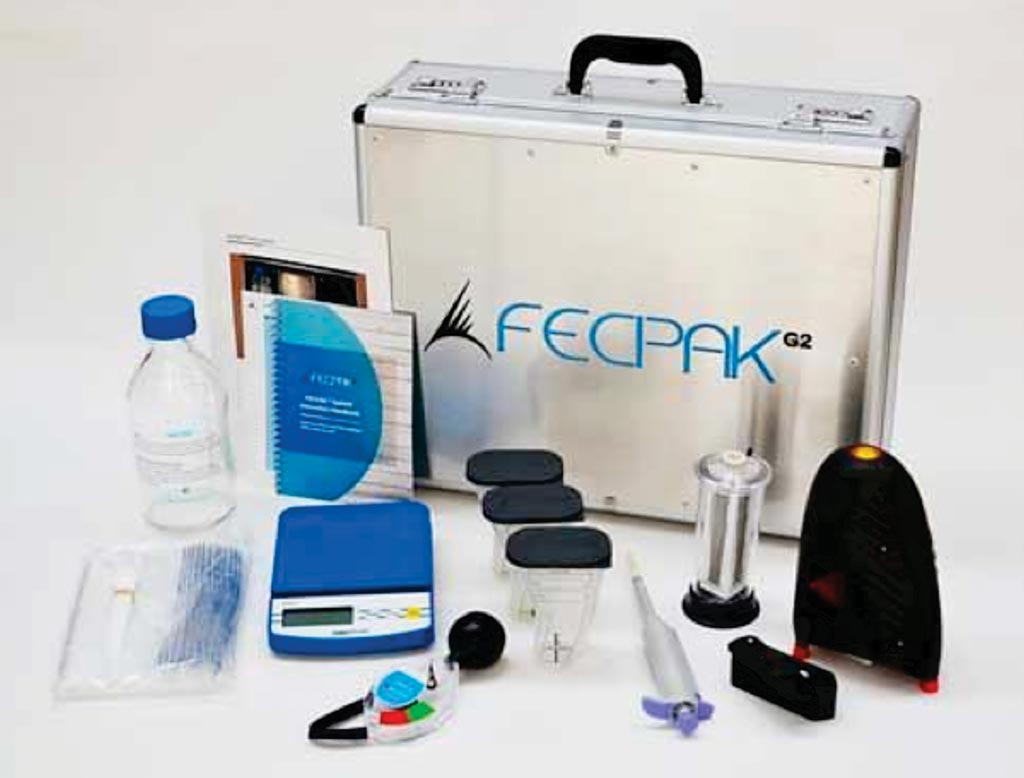 Image: The FECPAKG2 modernizes the traditional microscope-based parasite testing method by replacing it with an Internet connected, image based kit (Photo courtesy of Techion).