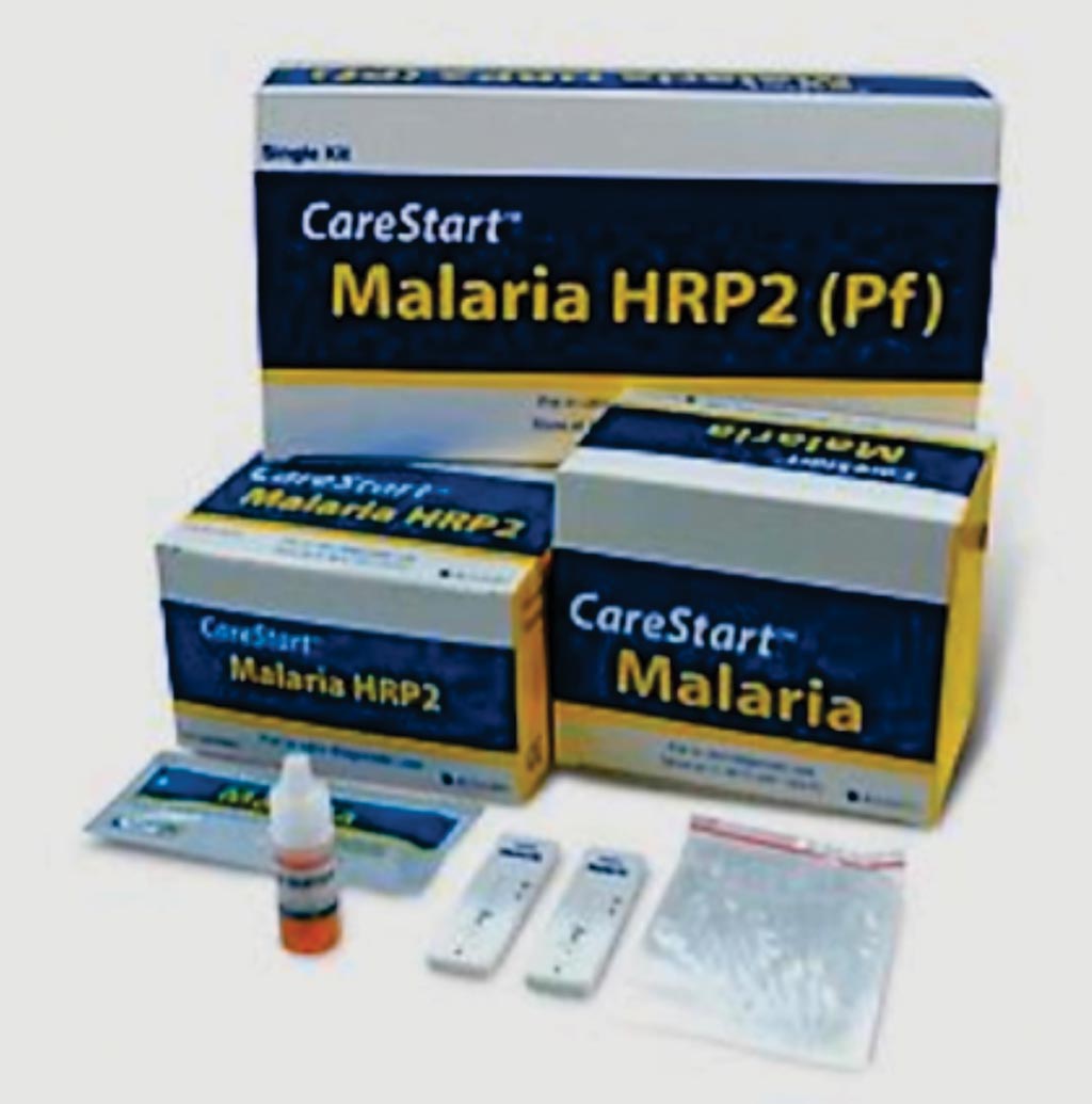 Image: The CareStart HRP2 rapid diagnostic test for Plasmodium falciparum malaria (Photo courtesy of Access Bio).