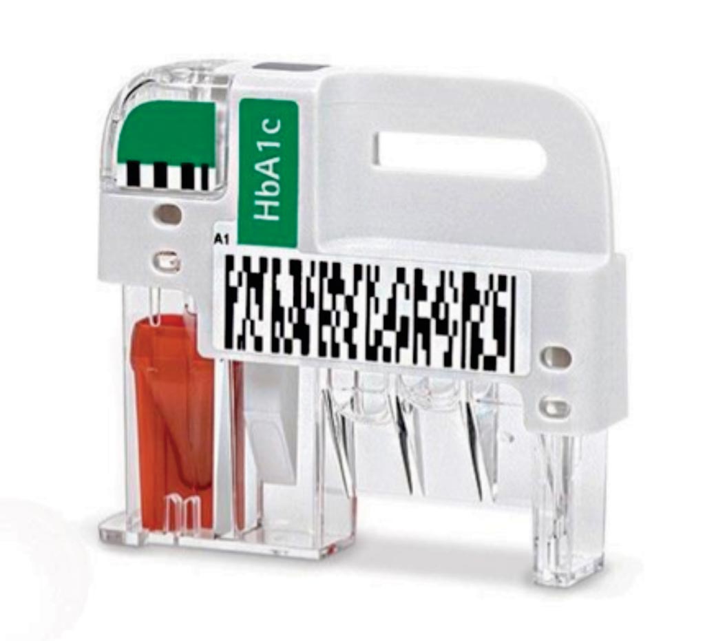 Image: The AfinionHbA1c assay cartridge is used to test for quantitative determination of glycated hemoglobin (HbA1c) in human whole blood, which is used to monitor metabolic control in patients with diabetes (Photo courtesy of Alere).