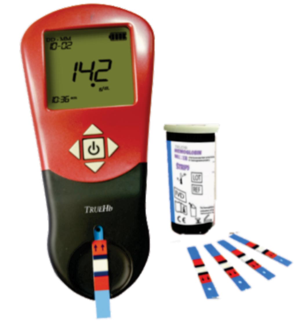 Image: The TrueHb hemometer for hemoglobin measurement (Photo courtesy of Wrig Nanosystems).