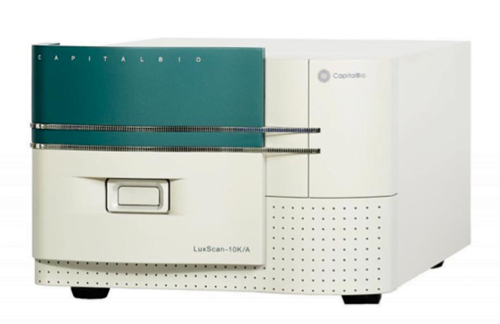 Image: The LuxScan 10K-B confocal laser scanner for microarray imaging and data analysis of DNA, protein, cell and tissue arrays (Photo courtesy of Capital Bio).