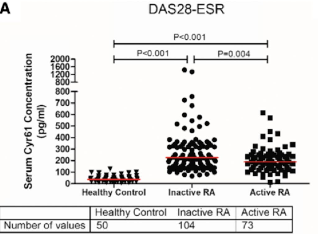 Image: Serum Cyr61 concentrations and diagnostic performance of Cyr61 in participants in the training cohort. A: Levels of serum Cyr61 in healthy controls and RA patients (Photo courtesy of Peking University First Hospital).