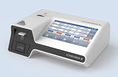 Image: iCHROMA is an automatic or semiautomatic in-vitro diagnostic device that measures via cartridges the concentration of analytes, contained in blood, urine, or other samples, in quantitative or semi-quantitative ways (Photo courtesy of Boditech Med Inc).