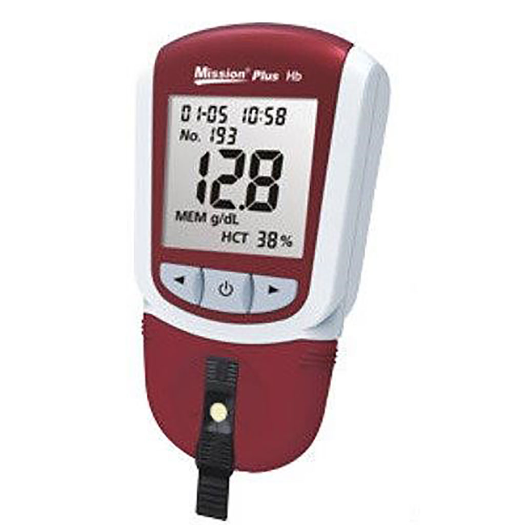 Image: The Mission Ultra Hb Testing System portable point-of-care testing device detects anemia (Photo courtesy of ACON Laboratories)