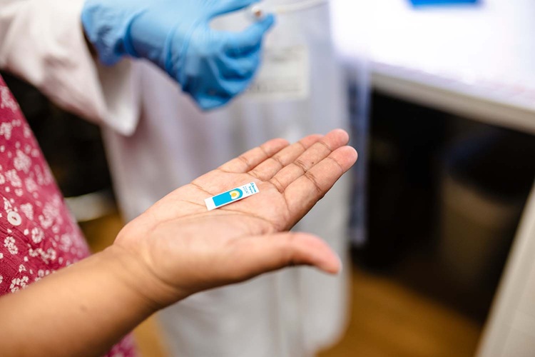 Image: The screen-printed electrochemical sensor (Photo courtesy of UT Dallas)