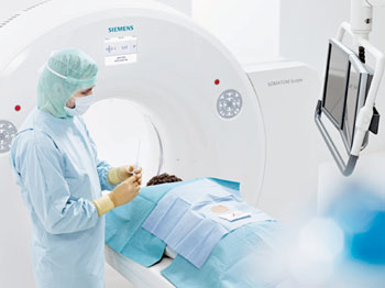 Image: The Somatom Scope CT system’s biopsy and intervention modes for CT-guided intervention enhance precision and streamline workflow (Photo courtesy of Siemens Healthcare).