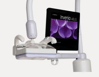 Image: The Invenia Automated Breast Ultrasound System (ABUS) system (Photo courtesy of GE Healthcare).