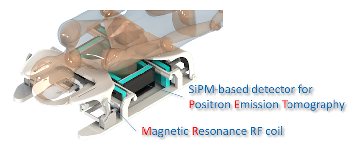 Image: The SiPM detector (Photo courtesy of Volkmar Schultz, Aachen University).