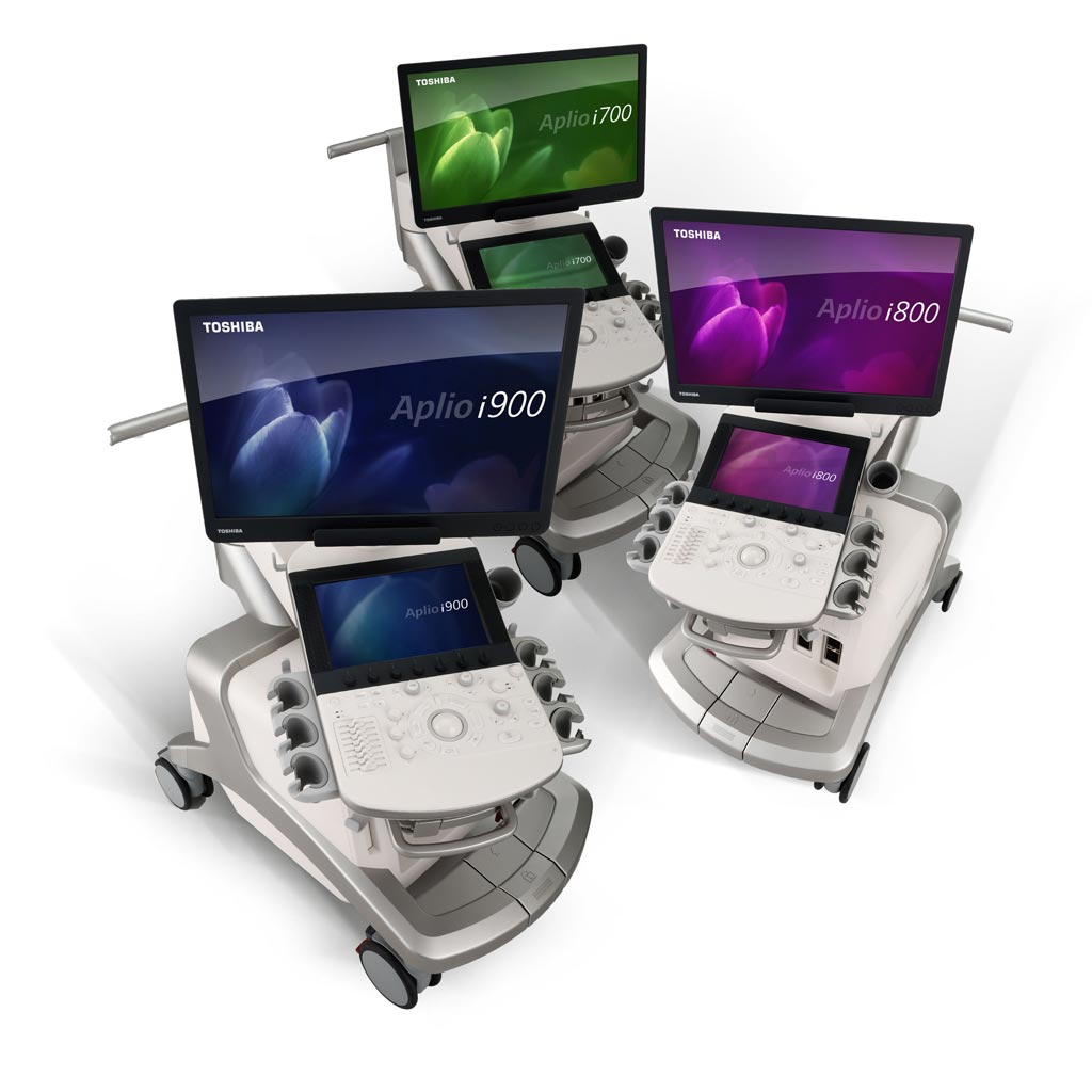 Image: The Aplio i700, Aplio i800, and Aplio i900 systems (Photo courtesy of Toshiba Medical Systems).