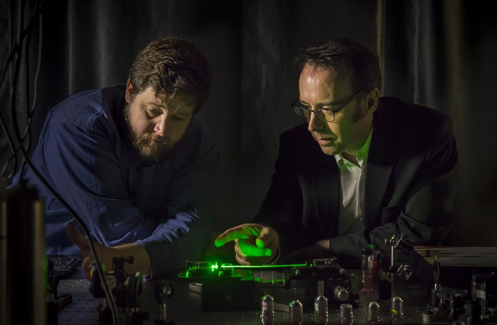 Image: Professor Robert McLaughlin (R) with the smart needle (Photo courtesy University of Adelaide).