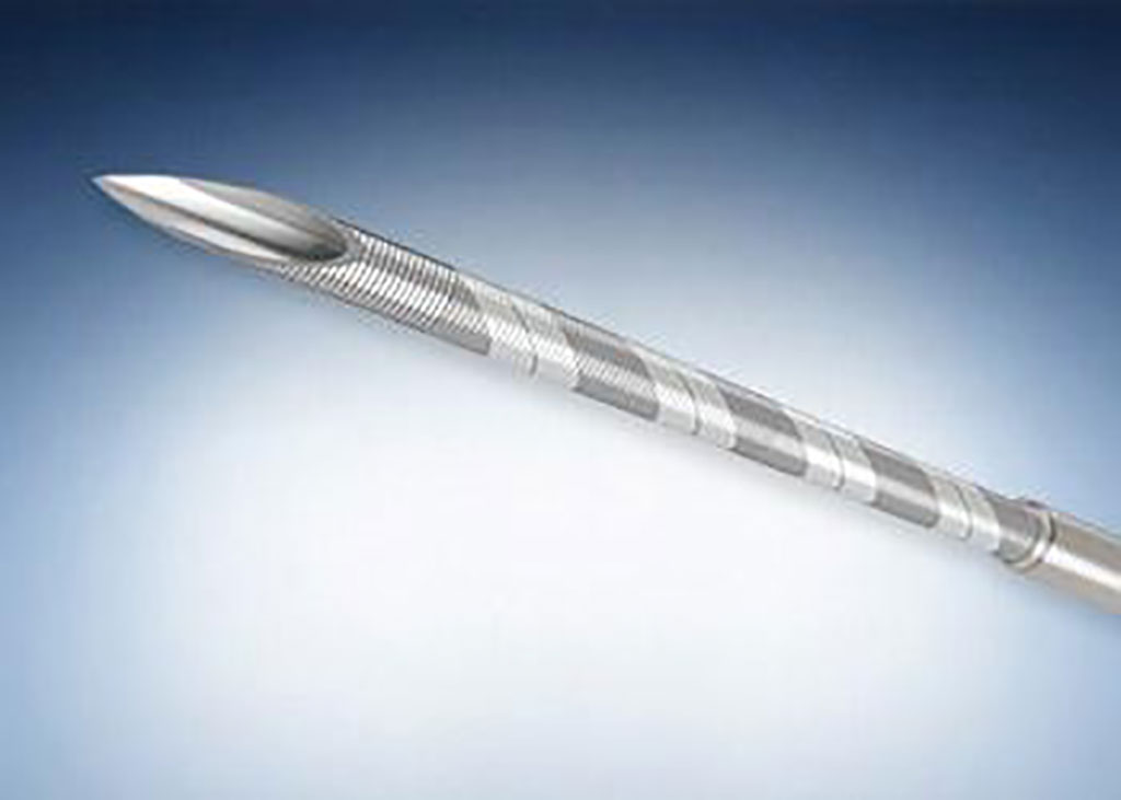 Image: The ViziShot 2 FLEX 19G EBUS-TBNA needle (Photo courtesy of Olympus)