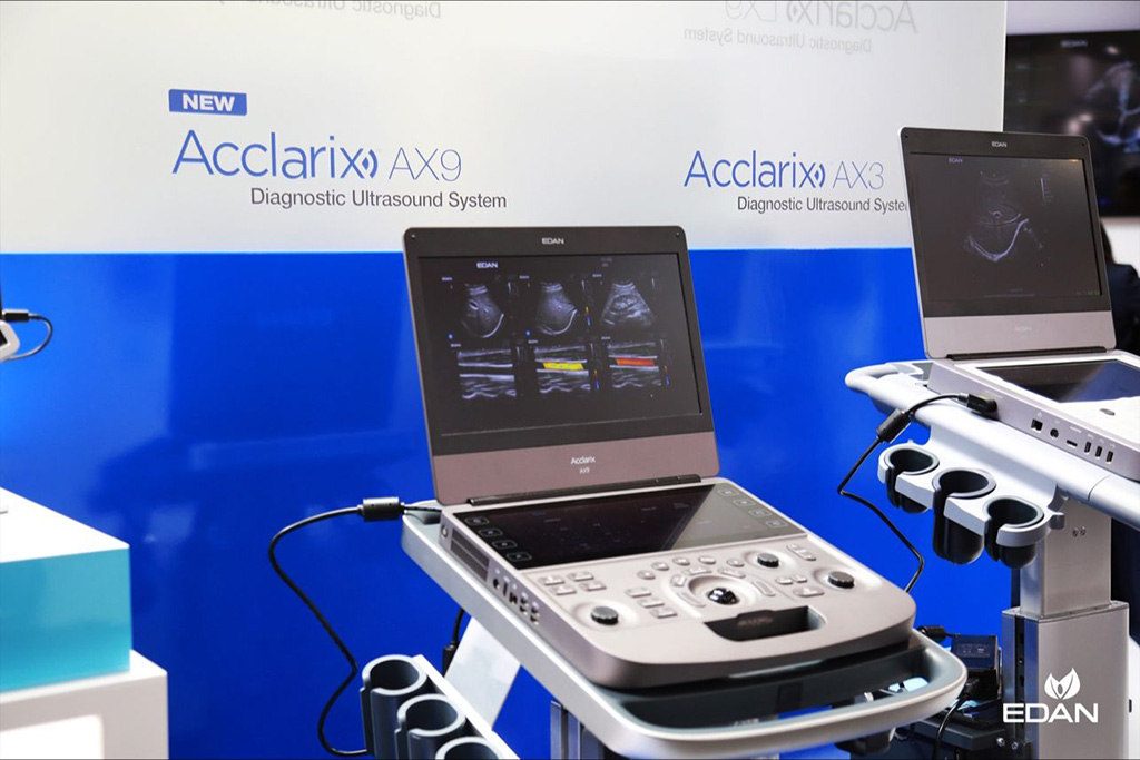 Image: The Acclarix range of diagnostic ultrasound systems is on display at RSNA 2023 (Photo courtesy of EDAN)