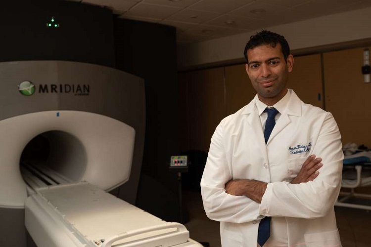 Image: Dr. Amar Kishan notes that MRI-guided approach enables the use of significantly narrower planning margins when delivering radiation (Photo courtesy of UCLA)