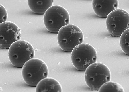 Image: Scanning electron microscope image of the printed bioresorbable acoustic hydrogel microrobots (Photo courtesy of Hong Han/Caltech)